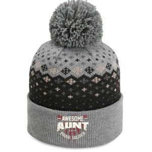 Awesome Aunt Proud Soldier Patriotic America Veteran's Day Cute Gift The Baniff Cuffed Pom Beanie