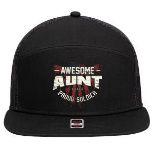 Awesome Aunt Proud Soldier Patriotic America Veteran's Day Cute Gift 7 Panel Mesh Trucker Snapback Hat