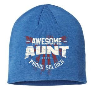 Awesome Aunt Proud Soldier Patriotic America Veteran's Day Cute Gift Sustainable Beanie