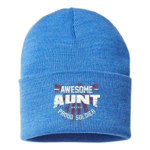 Awesome Aunt Proud Soldier Patriotic America Veteran's Day Cute Gift Sustainable Knit Beanie