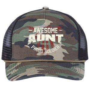 Awesome Aunt Proud Soldier Patriotic America Veteran's Day Cute Gift Retro Rope Trucker Hat Cap