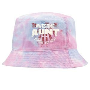 Awesome Aunt Proud Soldier Patriotic America Veteran's Day Cute Gift Tie-Dyed Bucket Hat