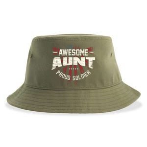 Awesome Aunt Proud Soldier Patriotic America Veteran's Day Cute Gift Sustainable Bucket Hat