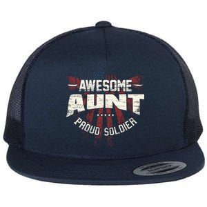 Awesome Aunt Proud Soldier Patriotic America Veteran's Day Cute Gift Flat Bill Trucker Hat