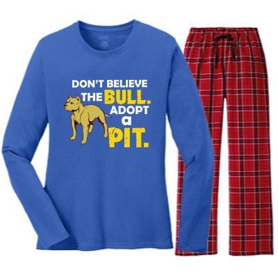 Adopt A Pit Pitbull Gift Pit Bull Terrier Gift Women's Long Sleeve Flannel Pajama Set 