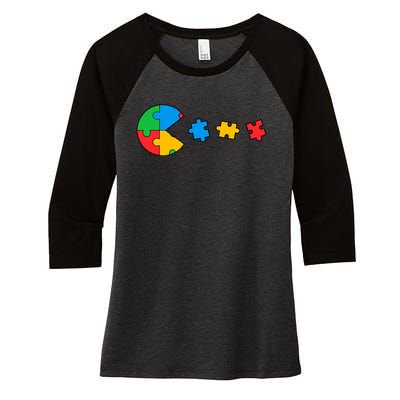 Autism Awareness Puzzles Funny Women's Tri-Blend 3/4-Sleeve Raglan Shirt