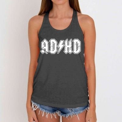 ADHD ADD Parody Rock And Roll Entourage Music Funny Women's Knotted Racerback Tank