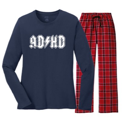 ADHD ADD Parody Rock And Roll Entourage Music Funny Women's Long Sleeve Flannel Pajama Set 