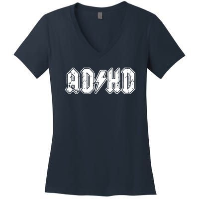 ADHD ADD Parody Rock And Roll Entourage Music Funny Women's V-Neck T-Shirt