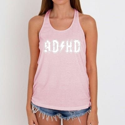 ADHD ADD Parody Rock And Roll Entourage Music Funny Women's Knotted Racerback Tank