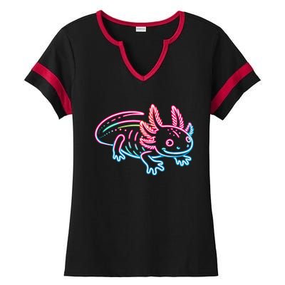 Axolotl Animal Pop Art Cute Axolotl Lover Ladies Halftime Notch Neck Tee