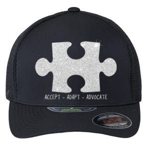 Autism Awareness Puzzle Accept Adapt Advocate Flexfit Unipanel Trucker Cap