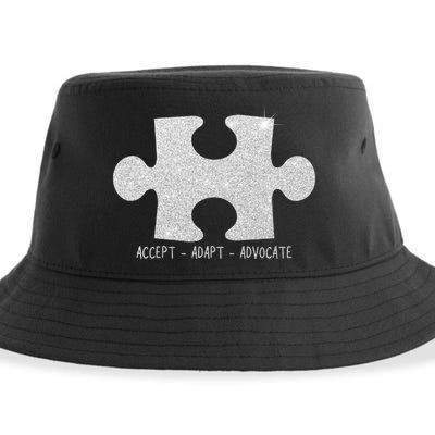Autism Awareness Puzzle Accept Adapt Advocate Sustainable Bucket Hat