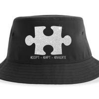 Autism Awareness Puzzle Accept Adapt Advocate Sustainable Bucket Hat