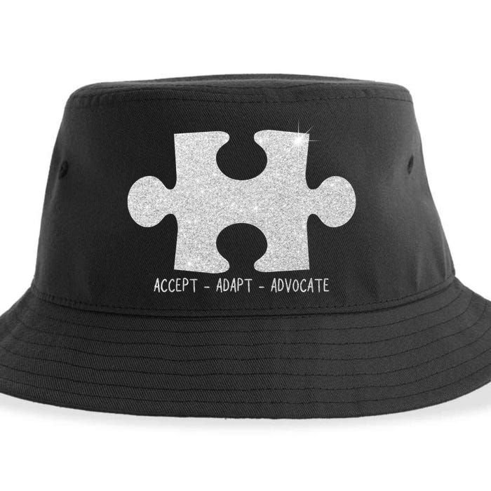 Autism Awareness Puzzle Accept Adapt Advocate Sustainable Bucket Hat