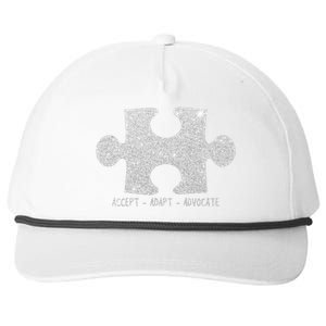 Autism Awareness Puzzle Accept Adapt Advocate Snapback Five-Panel Rope Hat