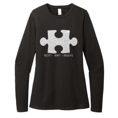 Autism Awareness Puzzle Accept Adapt Advocate Womens CVC Long Sleeve Shirt