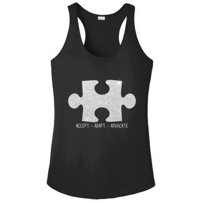 Autism Awareness Puzzle Accept Adapt Advocate Ladies PosiCharge Competitor Racerback Tank