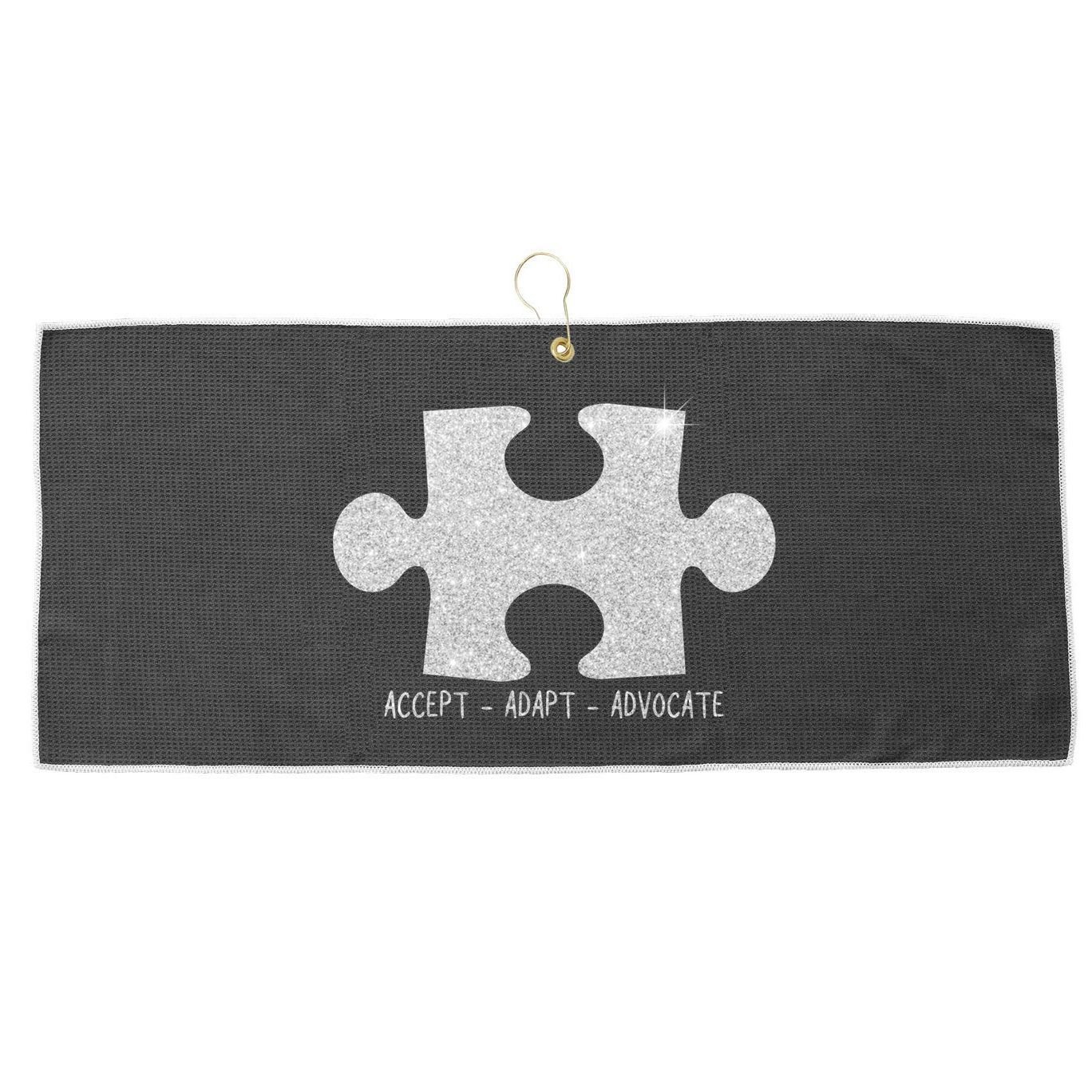 Autism Awareness Puzzle Accept Adapt Advocate Large Microfiber Waffle Golf Towel