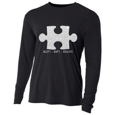 Autism Awareness Puzzle Accept Adapt Advocate Cooling Performance Long Sleeve Crew