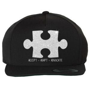 Autism Awareness Puzzle Accept Adapt Advocate Wool Snapback Cap