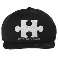 Autism Awareness Puzzle Accept Adapt Advocate Wool Snapback Cap