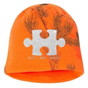 Autism Awareness Puzzle Accept Adapt Advocate Kati - Camo Knit Beanie