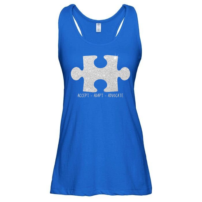 Autism Awareness Puzzle Accept Adapt Advocate Ladies Essential Flowy Tank