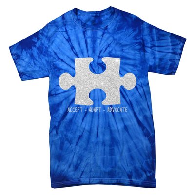 Autism Awareness Puzzle Accept Adapt Advocate Tie-Dye T-Shirt