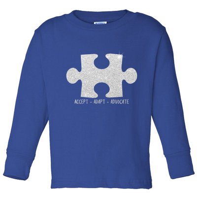 Autism Awareness Puzzle Accept Adapt Advocate Toddler Long Sleeve Shirt