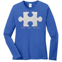 Autism Awareness Puzzle Accept Adapt Advocate Ladies Long Sleeve Shirt