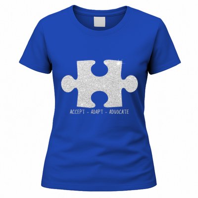 Autism Awareness Puzzle Accept Adapt Advocate Women's T-Shirt