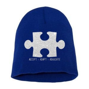 Autism Awareness Puzzle Accept Adapt Advocate Short Acrylic Beanie