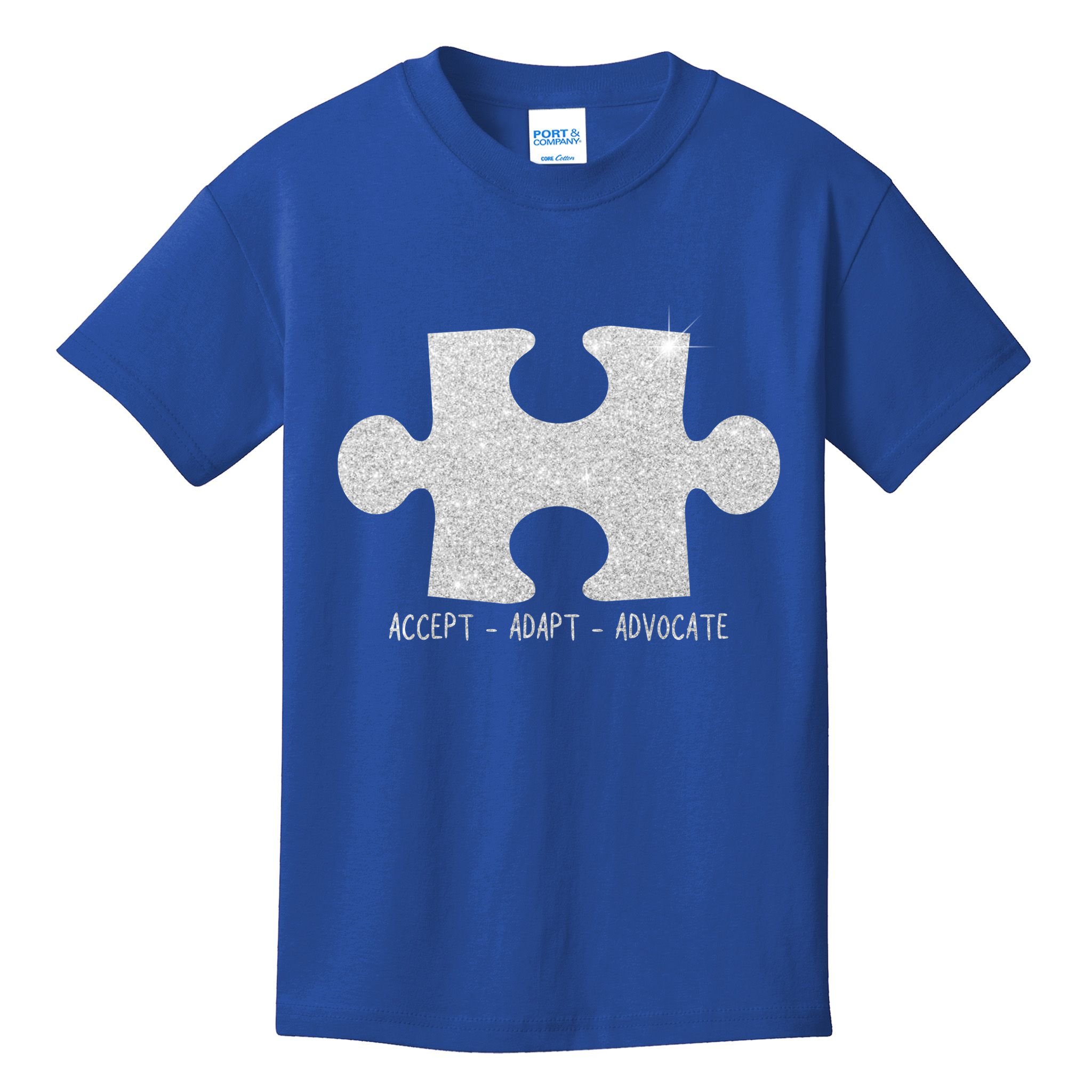 Autism Awareness Puzzle Accept Adapt Advocate Kids T-Shirt