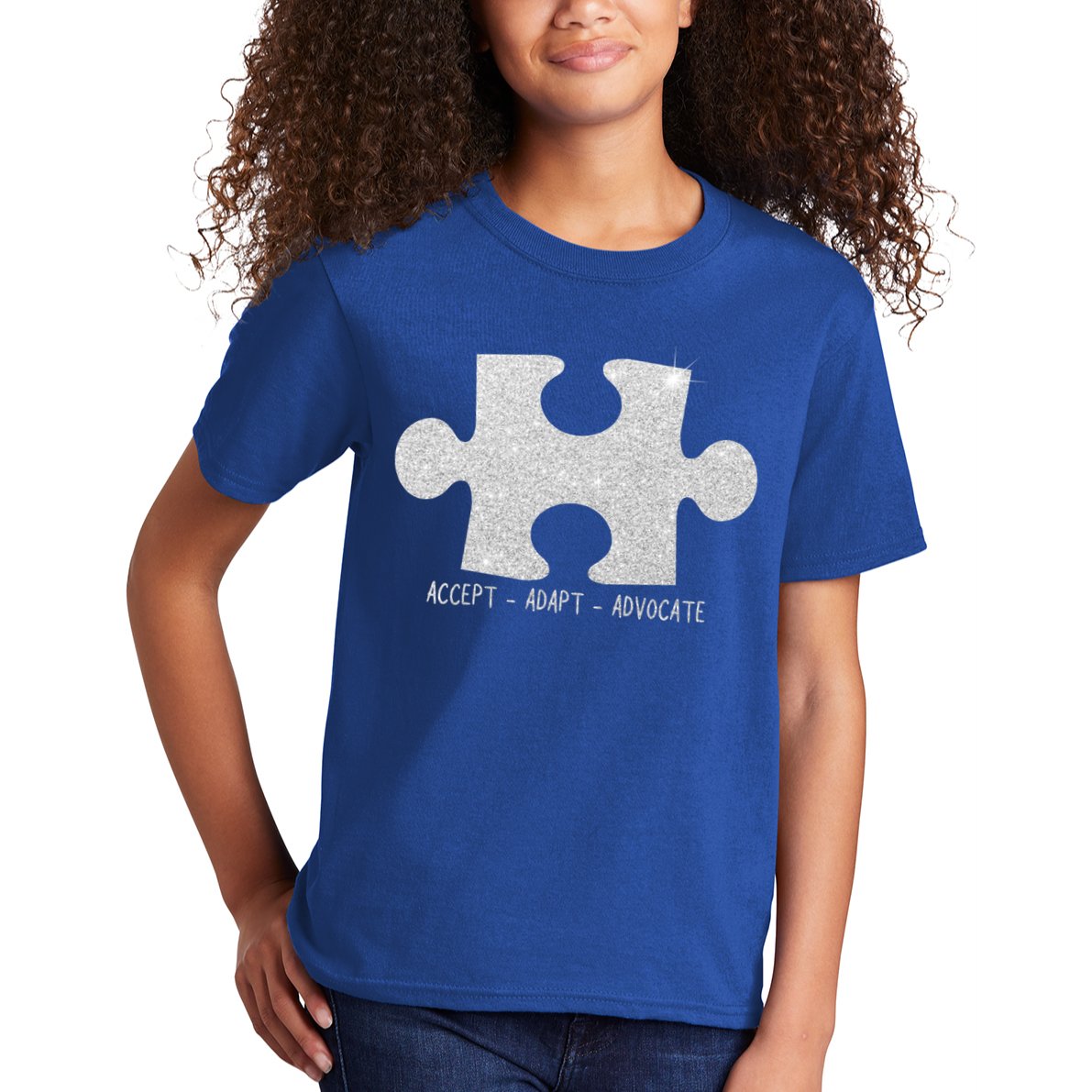 Autism Awareness Puzzle Accept Adapt Advocate Kids T-Shirt