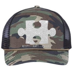 Autism Awareness Puzzle Accept Adapt Advocate Retro Rope Trucker Hat Cap