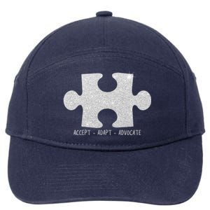 Autism Awareness Puzzle Accept Adapt Advocate 7-Panel Snapback Hat