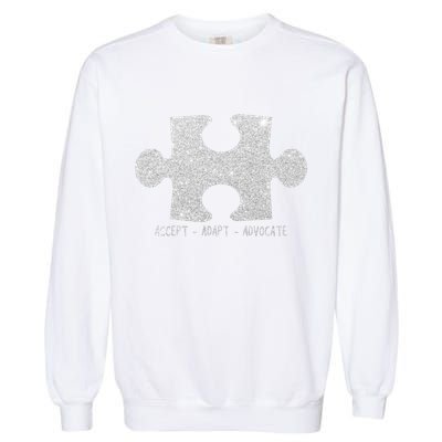 Autism Awareness Puzzle Accept Adapt Advocate Garment-Dyed Sweatshirt