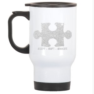 Autism Awareness Puzzle Accept Adapt Advocate Stainless Steel Travel Mug