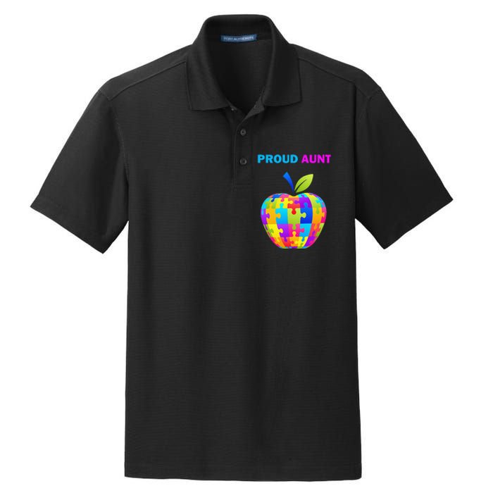 Autism Awareness Proud Aunt; Auntie; Dry Zone Grid Polo