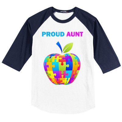 Autism Awareness Proud Aunt; Auntie; Baseball Sleeve Shirt