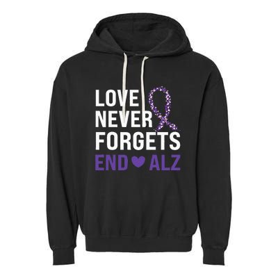 Alzheimer's Awareness Purple Ribbon Dementia Mom Dad Grandpa Garment-Dyed Fleece Hoodie