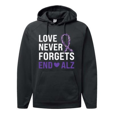 Alzheimer's Awareness Purple Ribbon Dementia Mom Dad Grandpa Performance Fleece Hoodie