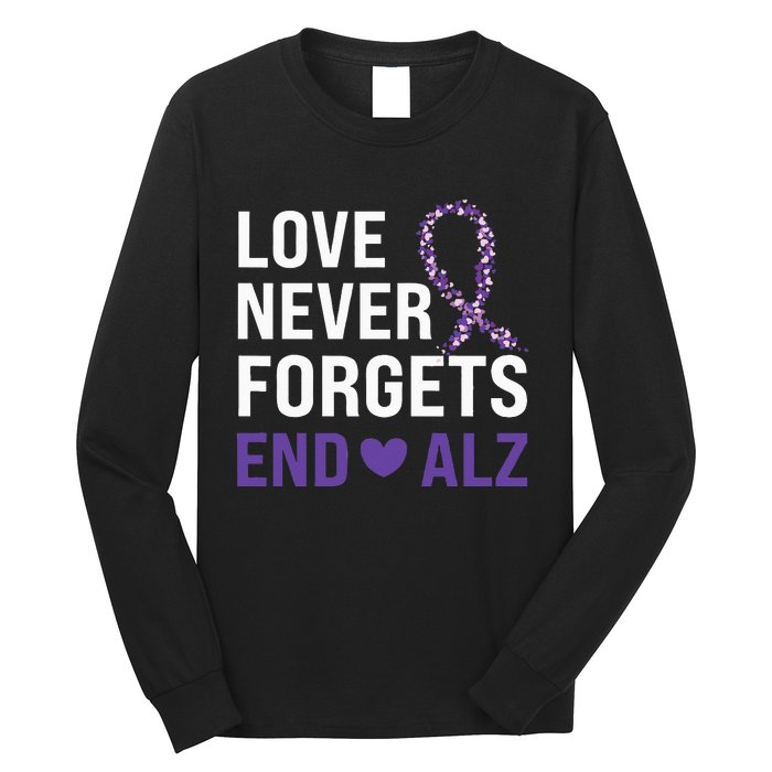 Alzheimer's Awareness Purple Ribbon Dementia Mom Dad Grandpa Long Sleeve Shirt