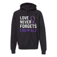 Alzheimer's Awareness Purple Ribbon Dementia Mom Dad Grandpa Premium Hoodie