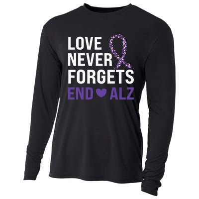 Alzheimer's Awareness Purple Ribbon Dementia Mom Dad Grandpa Cooling Performance Long Sleeve Crew