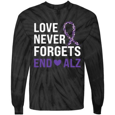 Alzheimer's Awareness Purple Ribbon Dementia Mom Dad Grandpa Tie-Dye Long Sleeve Shirt