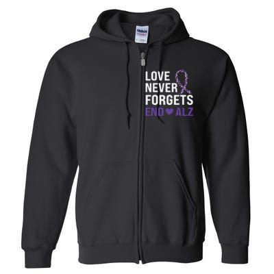 Alzheimer's Awareness Purple Ribbon Dementia Mom Dad Grandpa Full Zip Hoodie