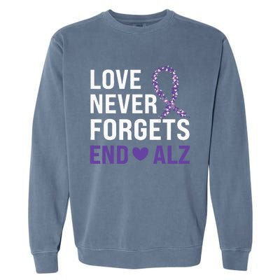 Alzheimer's Awareness Purple Ribbon Dementia Mom Dad Grandpa Garment-Dyed Sweatshirt