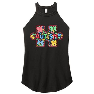 Autism Awareness Puzzle Heart Awareness Day - Women Girl Women's Perfect Tri Rocker Tank